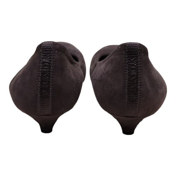 Authentic PRADA Size 38.5 Calzature Donna Grey Suede Kitten Heels - Picture 8 of 9